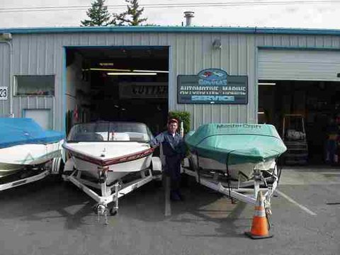 In front of the shop